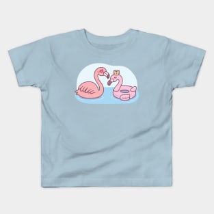 Funny Flamingo Loves Pink Flamingo Pool Float Kids T-Shirt